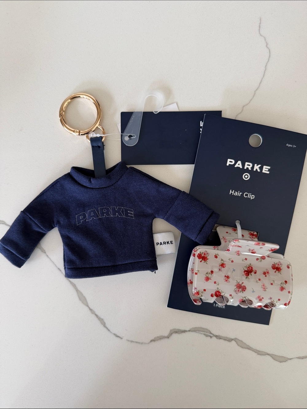 New Parke x Target Mockneck Sweatshirt Keychain/Bag Charm & Claw Clip